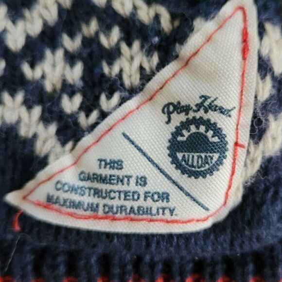 Oshkosh B'Gosh Genuine Kids Button Pullover Cableknit Sweater Blue Red SZ 3T - Picture 3 of 4